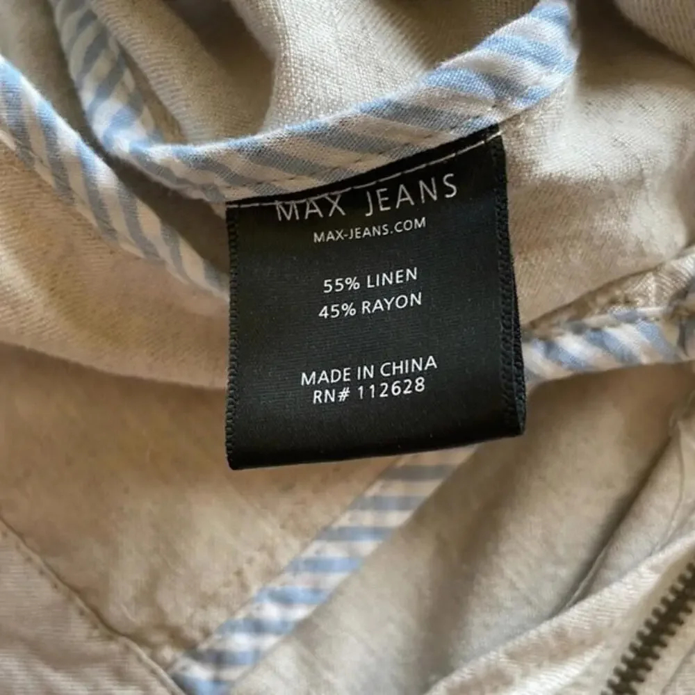 Max Jeans‎ Linen Utility Drawstring Jacket Womens XS